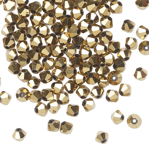 Bead 144pk opaque crystal aurum 2X, Celestial Crystal® 4mm bicone image number 0