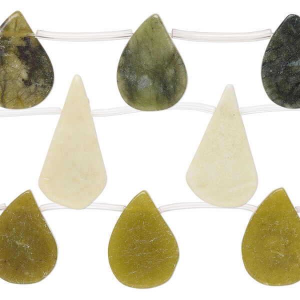 Multi-serpentine 1pkg3, top-drilled flat / puffed teardrop bead natural 15 inch mix 14x13mm-26x17 image number 0