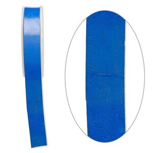 Cord, leather, blue, 20mm flat. Sold per 5-yard spool.