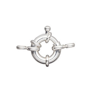Springring 1pkg10, 15mm, silver-finished brass clasp 1-strand