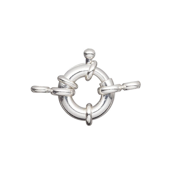 Springring 1pkg10, 15mm, silver-finished brass clasp 1-strand image number 0