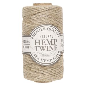 Cord, Hemptique®, polished hemp, rustic natural, 2mm diameter, 48-pound test. Sold per 223-foot spool.