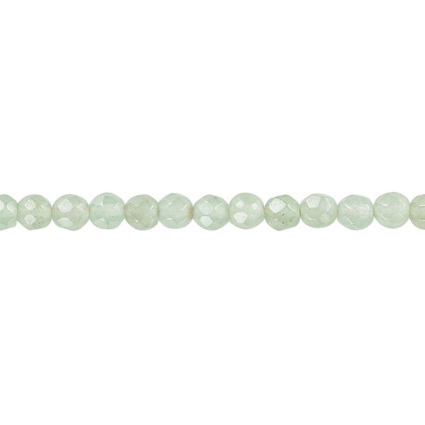 Bead 1pkg1 green aventurine, 4mm faceted round B grade, 15.5-16 inch natural light to medium image number 0