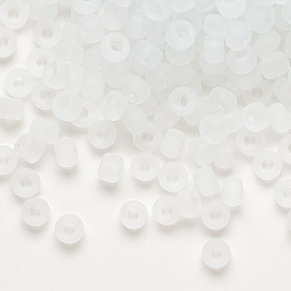 Seed bead, Miyuki, glass, pkg/250g, #6 rocaille, translucent matte crystal clear, (RR-131F). image number 0
