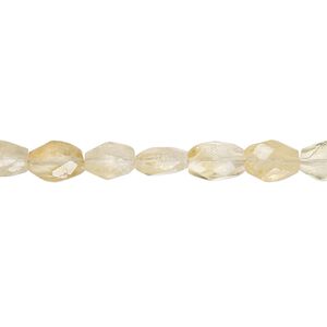 Citrine 1pkg1, hand-cut faceted puffed oval bead 6 inch 8x6mm-11x7mm
