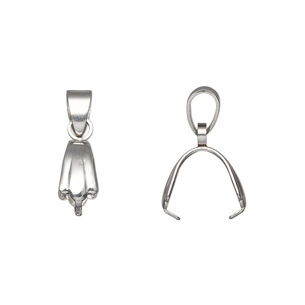 Bail, ice-pick, stainless steel, 19x5.5mm with 9mm grip length and soldered bail. Sold per pkg of 20. image number 0