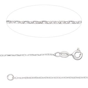 Chain 1pkg1 sterling silver cable, 1mm / springring clasp, Gossamer™ 18 inch