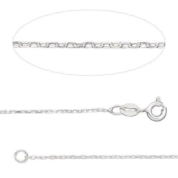 Chain, Gossamer™, sterling silver, 1mm cable, 18 inches with springring clasp. Sold individually. image number 0
