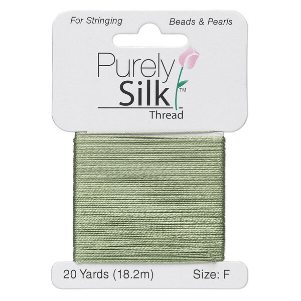 Thread, Purely Silk™, dark green, size F. Sold per 20-yard card. image number 0