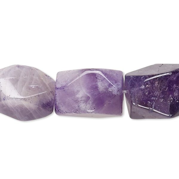 Amethyst / banded amethyst / amethyst 1pkg1, faceted rectangular nugget bead 15 inch medium image number 0