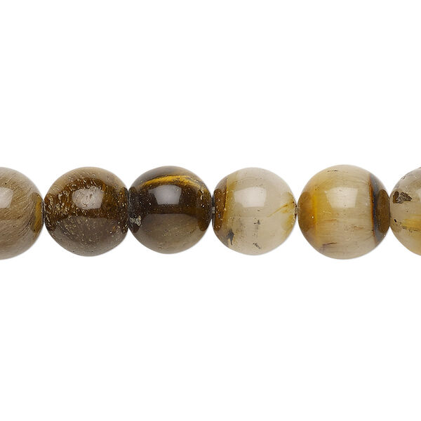 Bead, tigereye (natural), 10-11mm round, D grade, Mohs hardness 7. Sold per 14" to 15" strand. image number 0