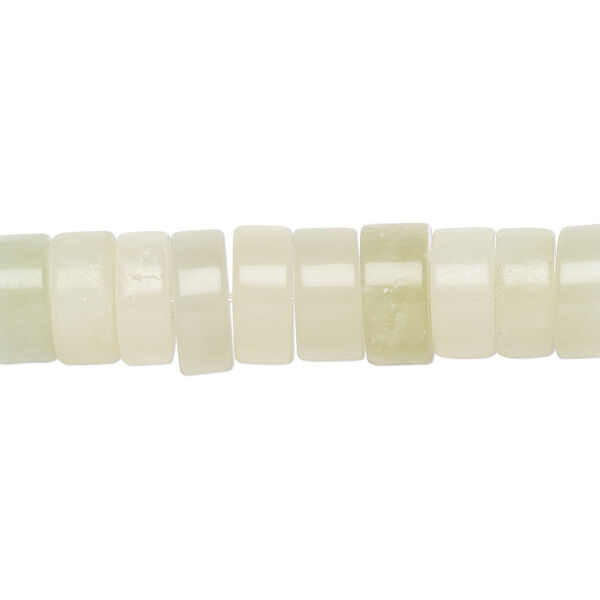 Bead, new "jade" (serpentine) (natural), 10x5mm heishi, B grade, Mohs hardness 2-1/2 to 6. Sold per pkg of 10. image number 0