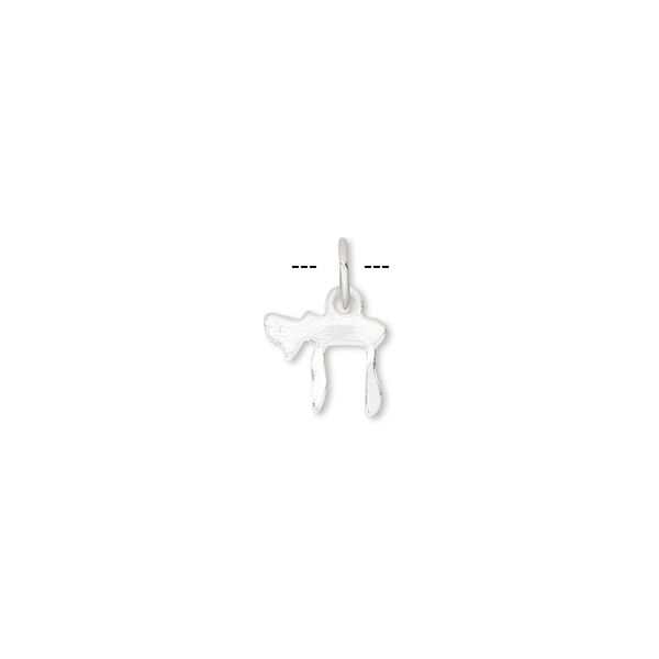 Drop, sterling silver, 8x7mm Hebrew letter for "life". Sold per pkg of 8. image number 0