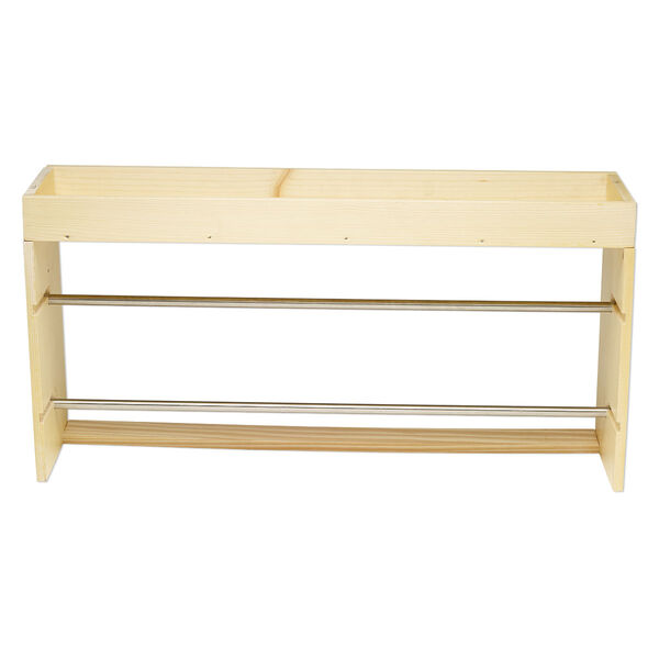 Organizer, stained beechwood / brass-finished steel / aluminum, brown, 17-1/2 x 9x4-1/2 inches with / 17-1/2 x 1/4 inch removable rods and keyhole mounts. Sold individually. image number 1