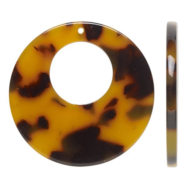 Focal, resin, translucent tortoise, 34mm go-go. Sold per pkg of 6. image number 0