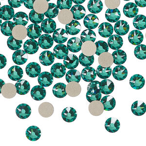 Flat back 1pkg144 Caribbean green foil back, Crystal Passions&reg; Regenerated 4.6-4.8mm rose round SS20 2088