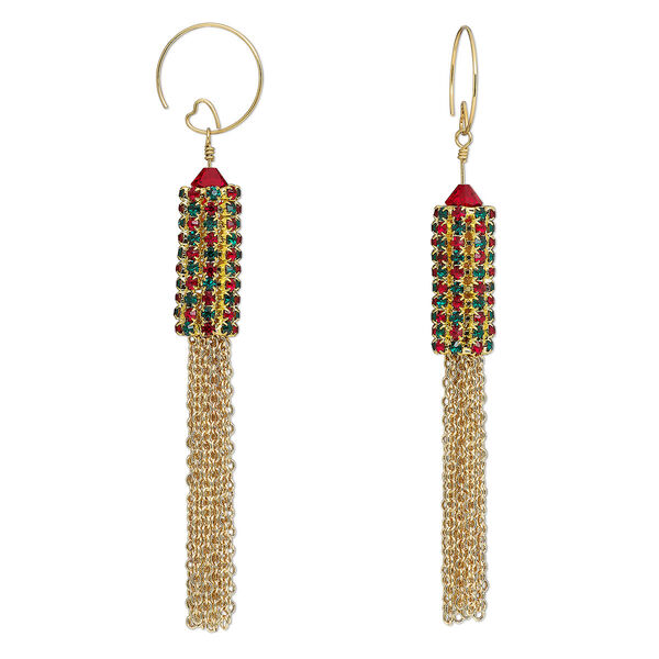 Earrings, One of a Kind Jewelry, 4-1/2 inches. Only one pair available. image number 0