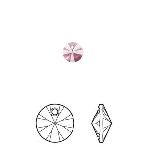 Drop 12pk crystal antique pink, Crystal Passions® 6mm pendant mini disk 6428