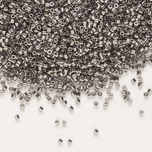 Seed bead, Delica®, glass, pkg/50g, #15 round, opaque nickel-plated (DBS-0021).