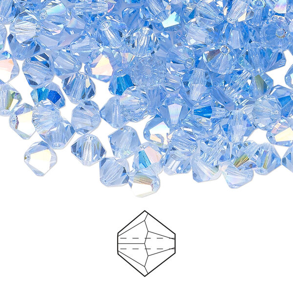 Bead 576pk light sapphire AB, Preciosa Czech crystal 5mm bicone image number 0