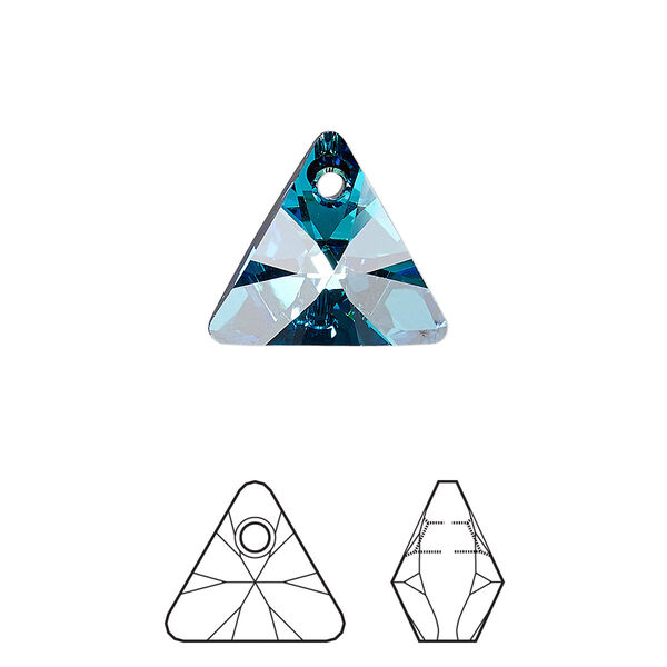 Drop 1pk crystal Bermuda blue P, Crystal Passions® 16mm pendant mini triangle 6628 image number 0