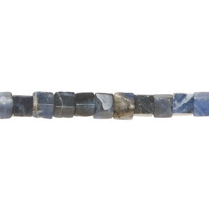 Sodalite 1pkg1, cube bead natural, 15 inch 4-5mm dark