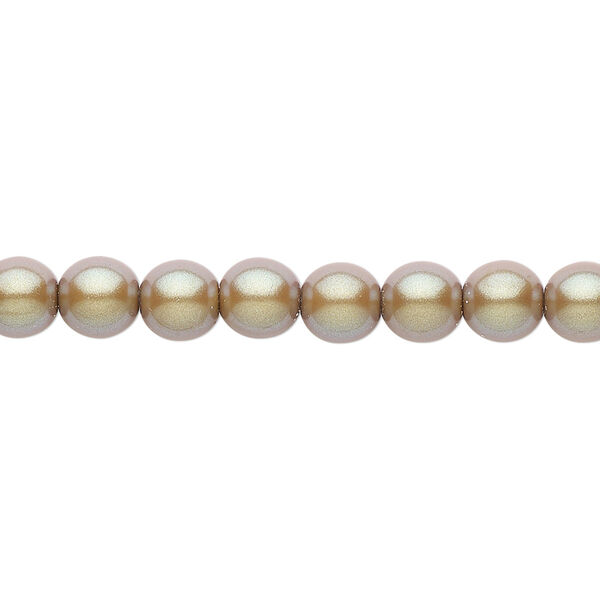 Bead, Czech pearl-coated glass druk, opaque iridescent hazelnut, 6mm round. Sold per 15-1/2" to 16" strand. image number 0