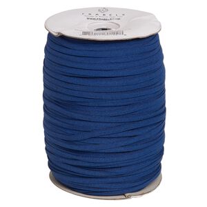 Cord, elastic, navy blue, 6mm flat, 50-pound test. Sold per 250-meter spool.
