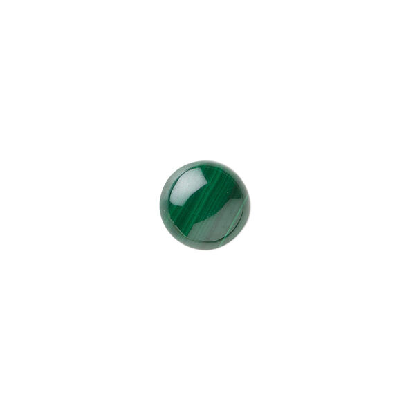 Cabochon, malachite (natural), 10mm calibrated round, B grade, Mohs hardness 3-1/2 to 4. Sold per pkg of 2. image number 0