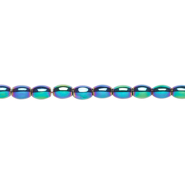 Bead, Hemalyke™ (man-made), rainbow, 5x3mm oval. Sold per 15-1/2" to 16" strand. image number 0