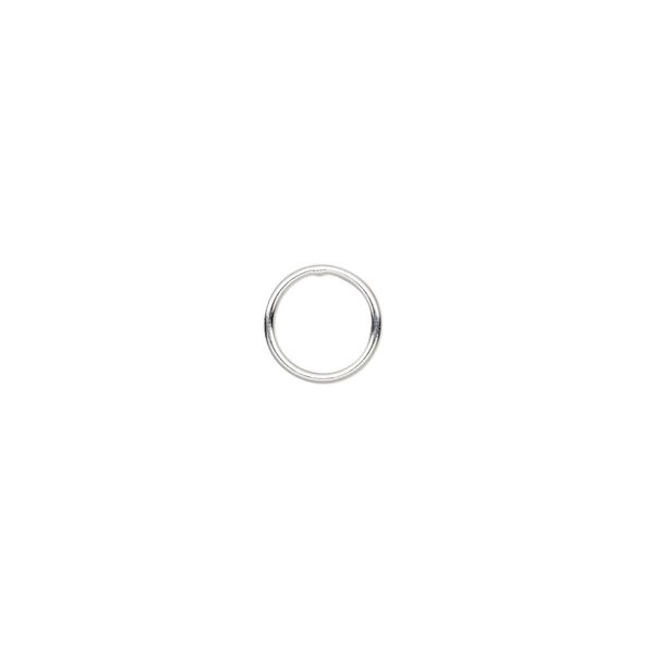 Jump ring, sterling silver, 8mm soldered round, 6.4mm inside diameter, 20 gauge. Sold per pkg of 20. image number 0