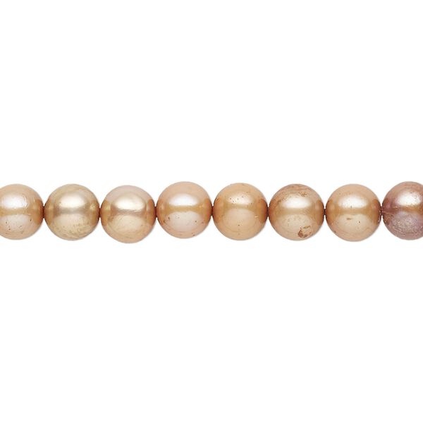 Pearl, cultured freshwater (dyed), brown, 5-6mm semi-round with 0.4-0.6mm hole, D grade, Mohs hardness 2-1/2 to 4. Sold per 15-inch strand. image number 0