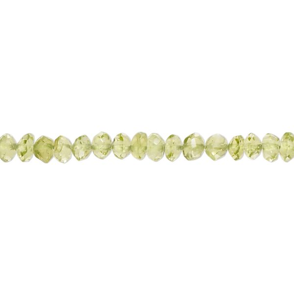 Peridot 1pkg1, hand-cut faceted rondelle / faceted saucer bead natural 13 inch 3x1mm-5x4mm image number 0