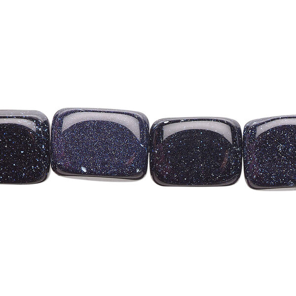 Bead, blue goldstone (glass) (man-made), medium tumbled nugget. Sold per 15-1/2" to 16" strand. image number 0