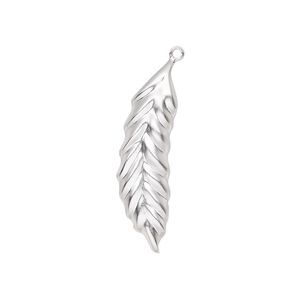 Charm, sterling silver, 29x11mm single-sided leaf. Sold individually.