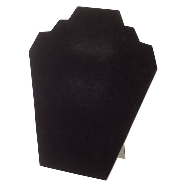 Display, necklace, flocked cardboard, black, 9 x 8 x 4-3/4 inches locking easel. Sold per pkg of 2. image number 0