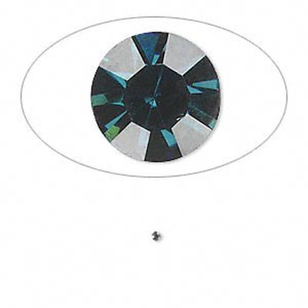Chaton, glass rhinestone, Capri blue, foil back, 1.3-1.35mm faceted round, PP6. Sold per pkg of 72. image number 0