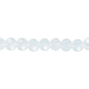 Bead 1pk 32 facets translucent clear frosted, Celestial Crystal® 6mm round 15.5-16 inch