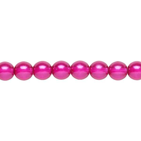 Bead, Czech pearl-coated glass druk, hot pink, 6mm round. Sold per 15-1/2" to 16" strand. image number 0