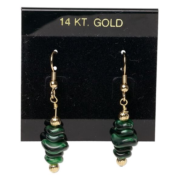 Earring card, flocked plastic, black and gold, 2x2-inch square with "14KT. GOLD." Sold per pkg of 25. image number 0