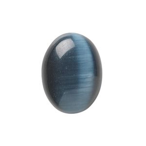 Cabochon, cat's eye glass (fiber optic glass), black, 8x6mm calibrated oval, quality grade. Sold per pkg of 10.
