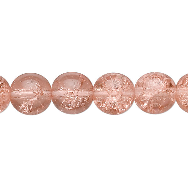 Bead, Czech crackle glass druk, translucent pink, 10mm round. Sold per 15-1/2" to 16" strand. image number 0