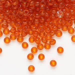 Seed bead, Preciosa Ornela Czech glass, pkg/50g, #6 rocaille, transparent dark orange, (90030).