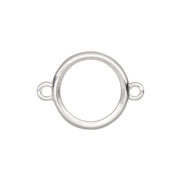Link, Almost Instant Jewelry®, sterling silver, 18.5mm round with open back and 16mm rivoli setting. Sold individually. image number 0