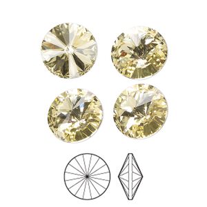 Chaton 6pk jonquil foil back, Preciosa MAXIMA Czech crystal rhinestone 12mm rivoli