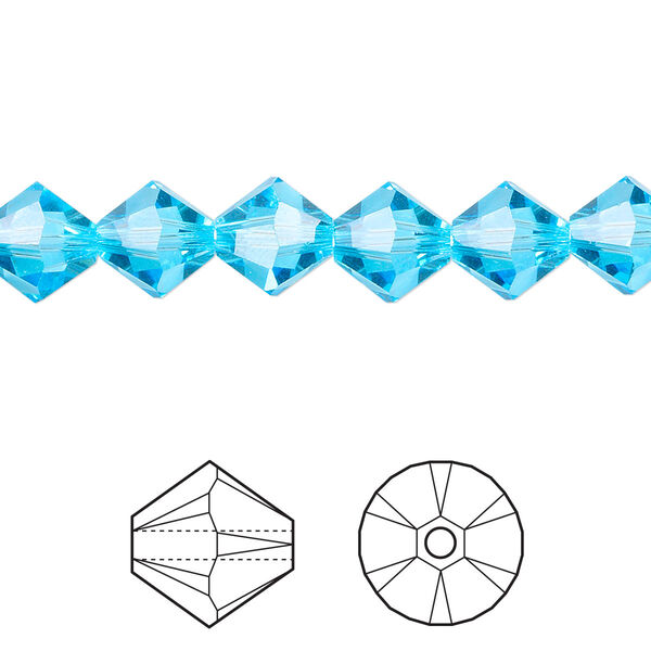 Bead 72pk aquamarine, Crystal Passions® 8mm bicone 5328 image number 0