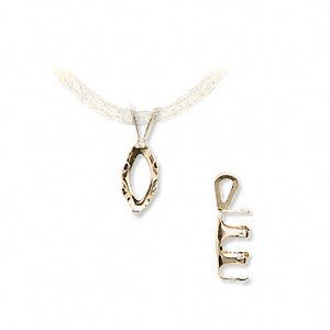 Pendant, Snap-Tite®, 14Kt gold, 10x5mm with 6-prong marquise setting. Sold individually.