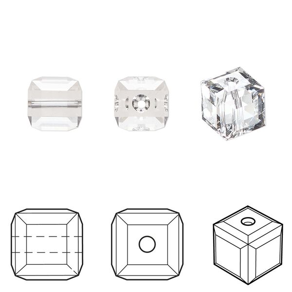 Bead 48pk crystal, Crystal Passions® 8mm cube 5601 image number 0