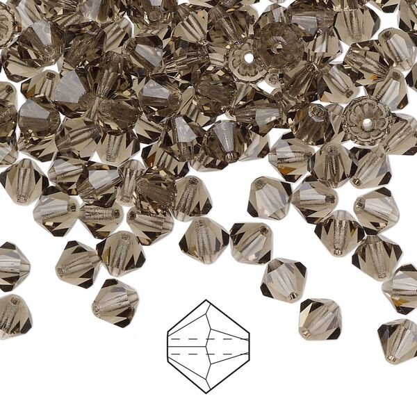 Bead 24pk black diamond, Preciosa Czech crystal 5mm bicone image number 0