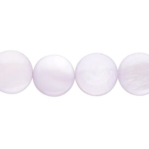 Bead, mother-of-pearl shell (dyed), lavender, 12mm flat round. Sold per 15" to 16" strand.